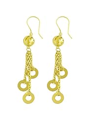 14 Karat Yellow Gold Triple Strand Dangle Earrings