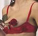 Nipple Baring Satin Brocade Underwire Open Cup Shelf Demi Bra