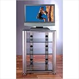 HGR Series 4-Shelf 26" TV Stand and Audio Rack Pole Color: Gray Silver, Gla ....