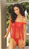 My Fringe Swings with Lace Trim and Matching Panty. One Size or Queen Plus Size in Black or Red.