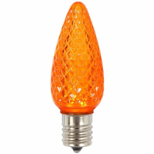 C9 Faceted LED Orange Twinkle Bulb w Nickel Base 130V45 watts 1 diodes