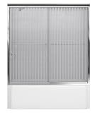 Kohler R702200-G54-SHP Fluence Frameless Bypass Shower Door with Falling Lines Glass, Bright Polished Silver