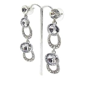 Silver Tone Chunky Crystal Drop Earrings Fashion Jewelry
