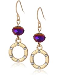 Nine West "Gem Jam" Gold-Tone Purple Fish Hook Drop Earrings