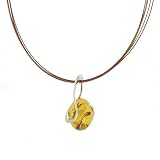 Amber Art ivy Design Sterling Silver And Amber Pendant On Coloured Steel Wire Necklace With Sterling Silver Findings