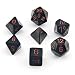 Chessex Dice: Polyhedral 7-Die Opaque Dice Set - Black with Red