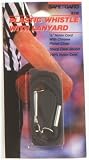 Black Plastic Whistle, Black Lanyard and White Whistle Cover