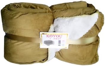 KOYOU Super Soft Sage Green Borrego Blanket Throw Queen or Full Size Bed