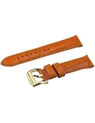 SR Orange Italian Calfskin Leather Padded Crocodile Grain 20mm Watch Strap with Gold Buckle
