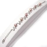 6-7mm Natural Purple Pearl Cane Flower Shape White Gold Plated Bracelet 8