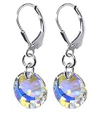 SCER020 Exquisite Swarovski Crystal Sterling Silver Leverback 1.25 Long Dangle Earrings