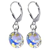Exquisite Swarovski Crystal Sterling Silver Leverback 1.25 Long Dangle Earrings