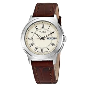 Timex Mens T2E581 Classic Brown Leather Strap Watch