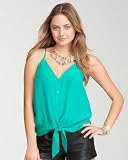 bebe Solid Tie Hem Silk Cami