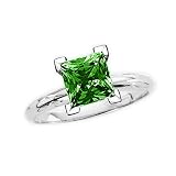 0.48 ct. Teal Blue - I1 Princess Cut Diamond Solitaire Ring