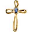 14K Yellow Gold Iolite Cross Pendant