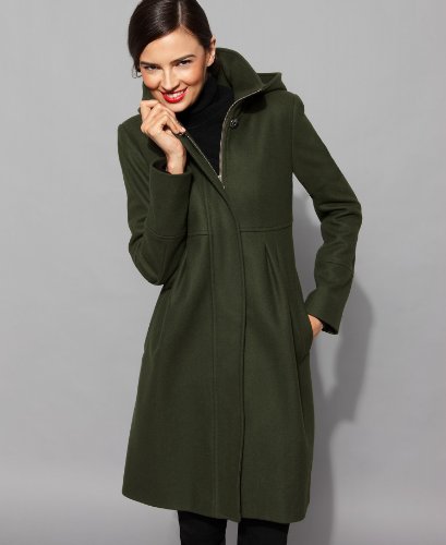 DKNY Coat, Julie Empire Waist with Hood Black 