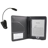 NAVITECH Housse a rabat en cuir bycast noir Liseuse  lampe de lecture avec clip de fixation pour le nouveau Amazon Kindle Touch Wi Fi. 6 pouces E Ink Display Amazon 4G Version E reader tablette  Lancement Novembre 2011 