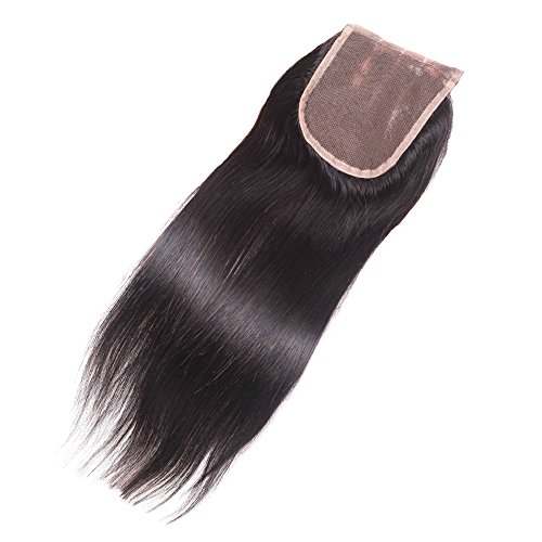 Elva Hair Free Part Straight Lace Closure Bleached Knots Brazilian 3.5