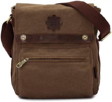 KAUKKO FJ44 Men's Retro Traveling Leisure Waterproof Canvas Shoulder Bag (Dark khaki)