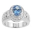 14K White Gold Aquamarine and Diamond Ring