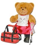 Lacrosse Bear 18" Jointed Sports Bear - Girl with Red & White Uniform/Pink Stick