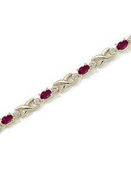 14kt Yellow Gold Oval Ruby and Diamond Bracelet