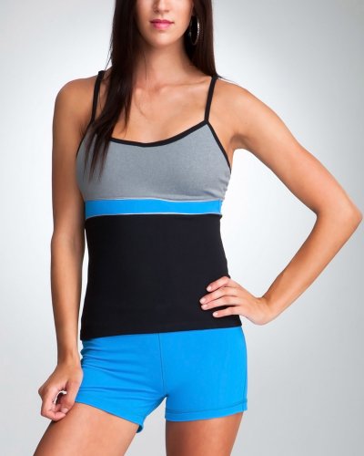 Lace-Up Back Cami - BEBE SPORT - BLK/GLACIER/HTHR GRY (S)