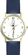 Blue Ballerina Ballet Dancer No.3 - WATCHBUDDY&reg; DELUXE TWO-TONE THEME WATCH - Arabic Numbers - Blue Leather Strap-Women's Size-Small
