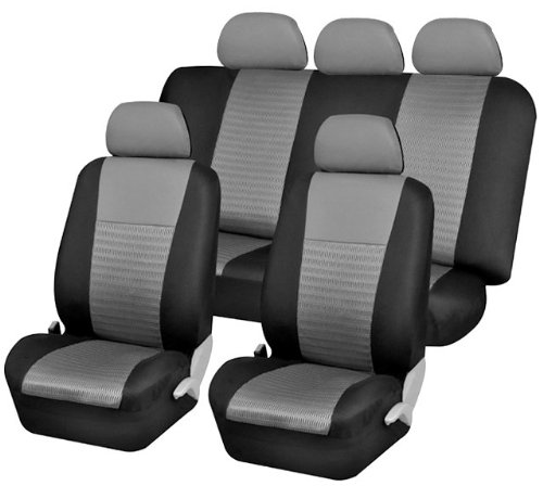 Car Seat Cover Full Set Front Airbags Ready & Rear Split 40/60 Gray/black Fb060 115