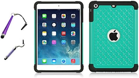 Apple® Ipad® Mini 2 Retina Display Protector Cover Case Hybrid Studded Diamond and 2 Stylus Pen (Teal)