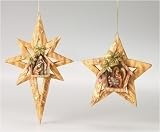 Pack of 12 Holy Family in Star Woodland Christmas Ornaments