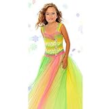 Posh Angels Green Pink Tulle Girls Pageant Dress 4-10