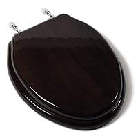 Comfort Seats C1B1E-18CH Designer Solid Wood Toilet Seat with PVD Chrome Hinges, Elongated, Dark Brown