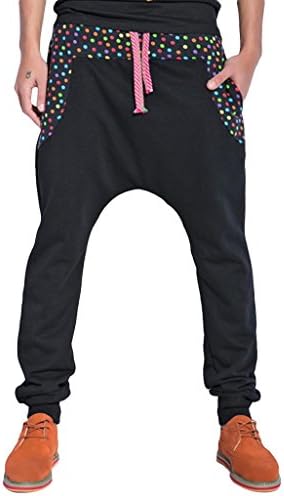 UUROS Men's Stylish Sports Dance Slim Harem Baggy Pants Sweatpants Black 3XL