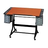 CraftMaster II Deluxe Drafting Table Cherry Woodgrain Top/Black Base