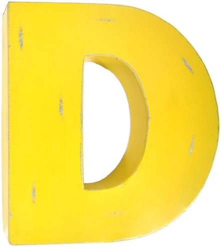 Found Object Sansarif 12-Inch Solid Letter Wall Hanging, Capital D, Yellow