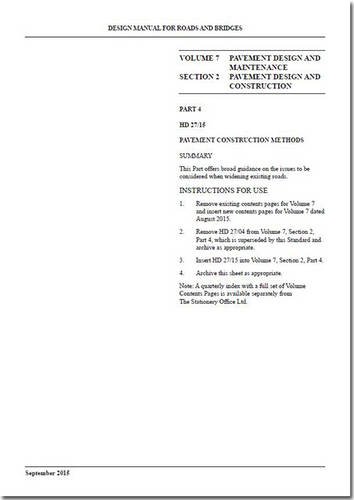 Design Manual for Roads and Bridges: Pavement Design and Maintenance Volume 7