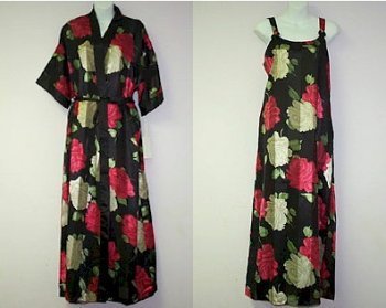 Contessa Di Roma long gown and kimono robe set with matching padded lingerie hanger (Click to see more prints)