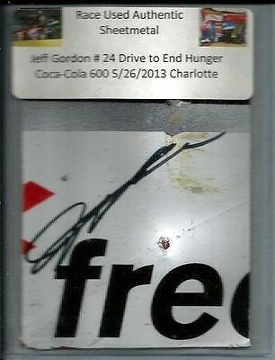 Jeff Gordon AARP DRIVE TO END HUNGER Signed Nascar Race Used Sheetmetal #9 - NASCAR Autographed Race Used Items