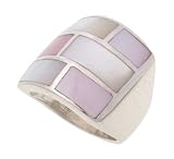 SilverBin Sterling Silver High Polish Pink and White Mother of Pearl Chunky Ring