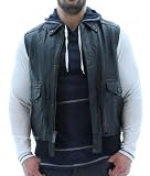 Marc Moto By Andrew Marc Mens Moto Vest Crinkled Leather Jacket