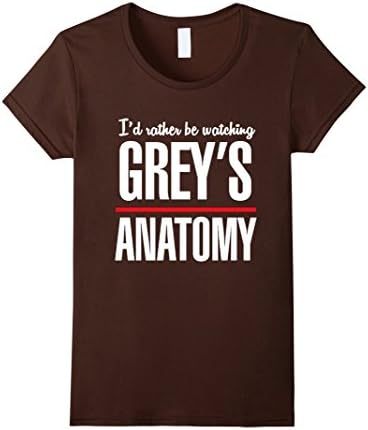 Women's I'd rather be watching grey anatomy t shirt Medium Brown