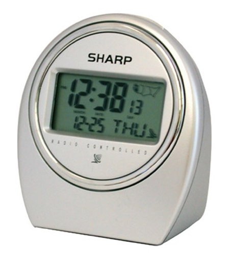 Sharp SPC364 Atomic LCD Bedside Alarm Clock (Silver)