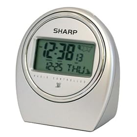 Sharp SPC364 Atomic LCD Bedside Alarm Clock (Silver) by Sharp