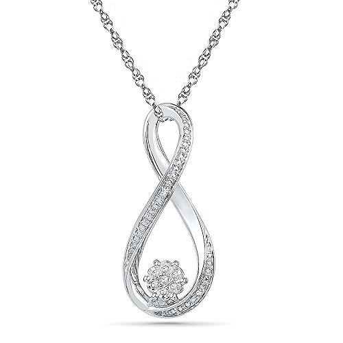 Sterling Silver White Round Diamond Fashion Pendant (0.03Cttw)