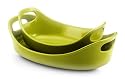 Rachael Ray Bubble & Brown Stoneware 1-Quart and 1-1/2-Quart Oval Baker Set, Green