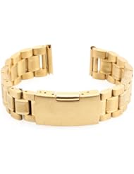 Men Women 18mm Golden Steel Watch Band Strap Bracelet Curved End High Quality