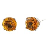 14K White Gold 1.30 cttw. Citrine Stud Earrings