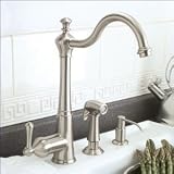Buy Brushed Nickel Single Handle Kitchen Faucet with Sprayer plus Soap Pump by Premier